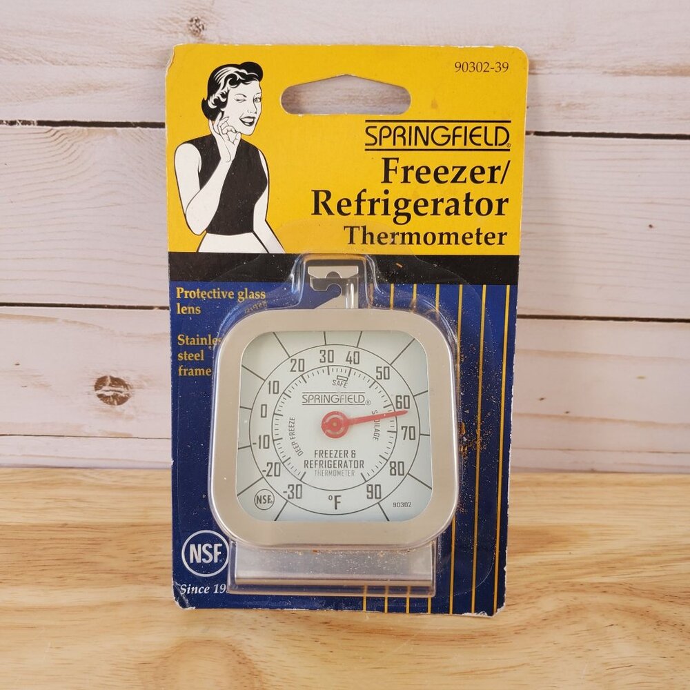 Freezer Refrigerator Thermometer Protective Glass Lens Stainless Steel Frame